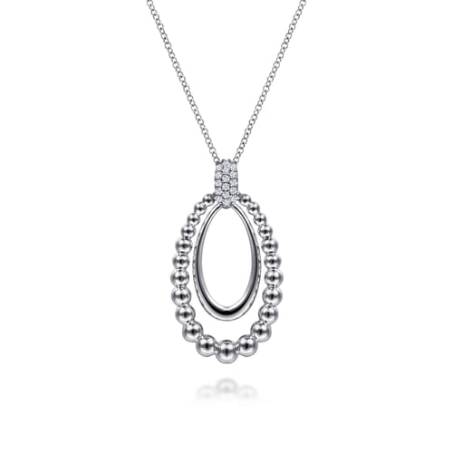 White Sapphire Double Drop Necklace in Sterling Silver