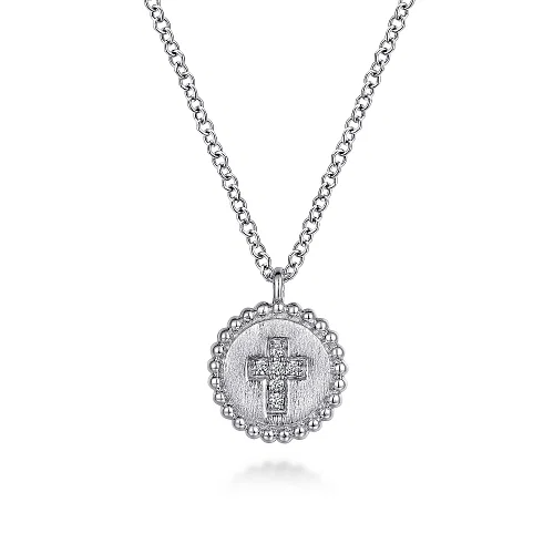 Diamond Cross Pendant Necklace in Sterling Silver