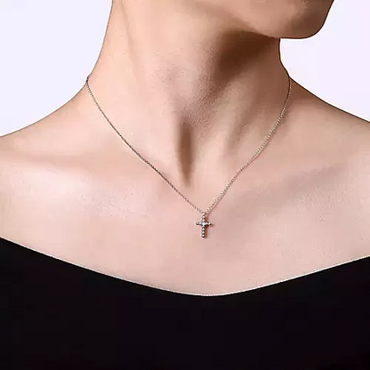 Diamond Cross Pendant Necklace in Sterling Silver