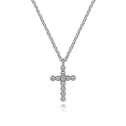 Diamond Cross Pendant Necklace in Sterling Silver