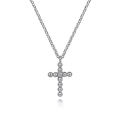 Diamond Cross Pendant Necklace in Sterling Silver