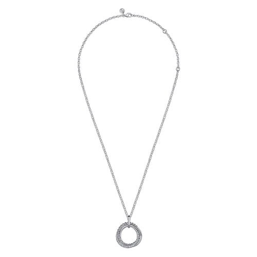 White Sapphire Circle Link Necklace in Sterling Silver
