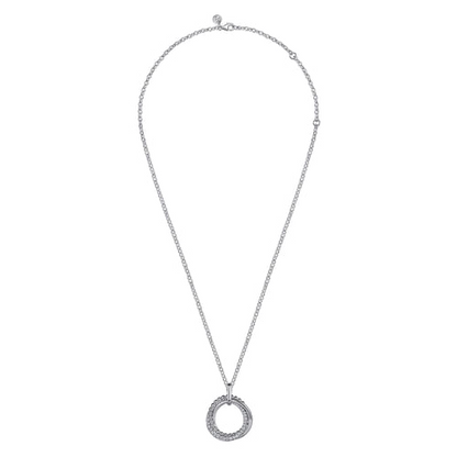 White Sapphire Circle Link Necklace in Sterling Silver