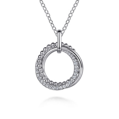 White Sapphire Circle Link Necklace in Sterling Silver