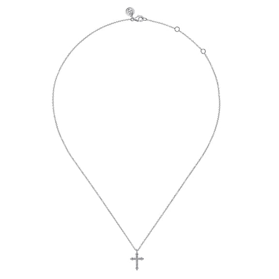 Diamond Cross Necklace in 14K White Gold