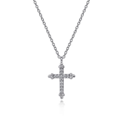 Diamond Cross Necklace in 14K White Gold