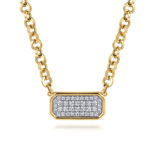 Diamond Pave Bar Necklace in 14K Yellow Gold