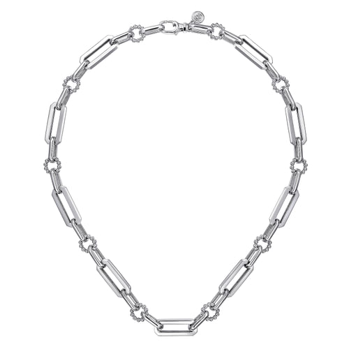 Ornate Paperclip Chain Necklace in Sterling Silver