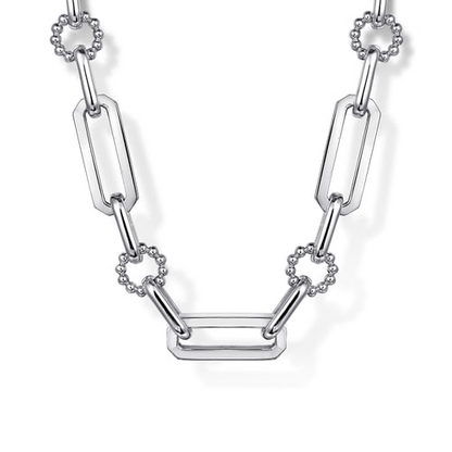 Ornate Paperclip Chain Necklace in Sterling Silver