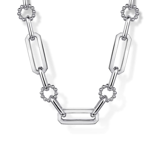 Ornate Paperclip Chain Necklace in Sterling Silver