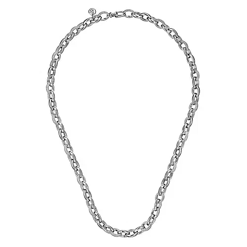 Oval Link Chain Necklace in Sterling Silver