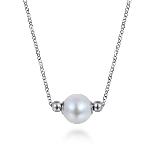 Pearl Bead Necklace in Sterling Silver