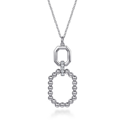 White Sapphire Octagonal Necklace in Sterling Silver