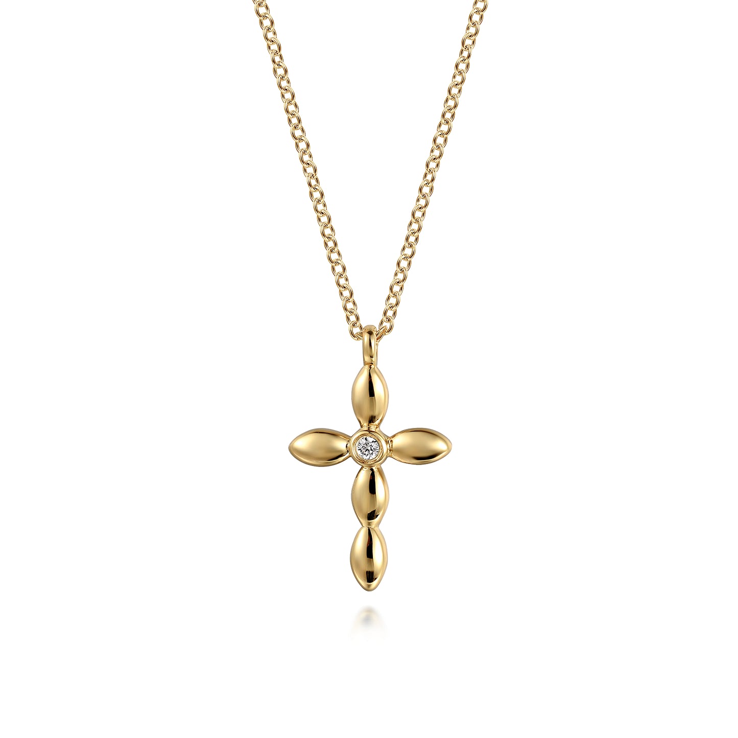 Diamond Cross Necklace in 14K Yellow Gold