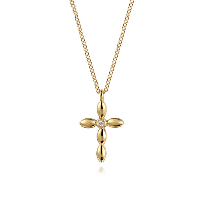 Diamond Cross Necklace in 14K Yellow Gold
