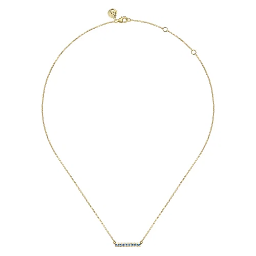 Blue Topaz Bar Necklace in 14K Yellow Gold