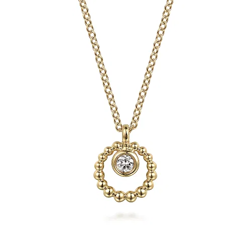 White Sapphire Beaded Necklace in 14K Yellow Gold