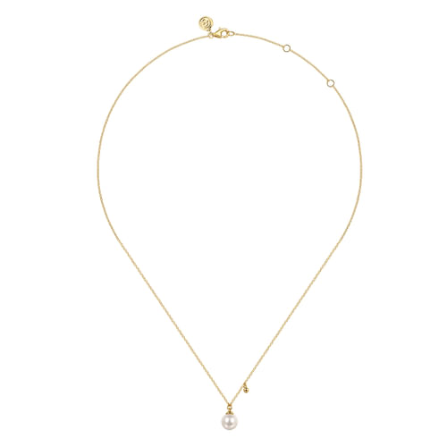Freshwater Pearl Drop Necklace in 14K Yellow Gold