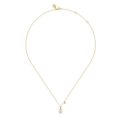 Freshwater Pearl Drop Necklace in 14K Yellow Gold