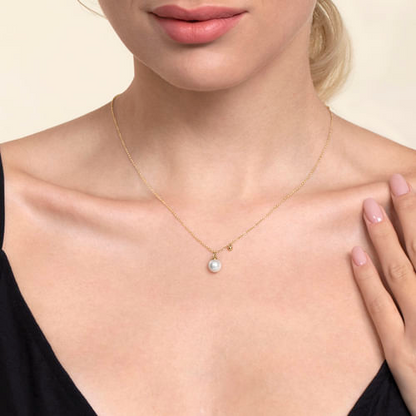 Freshwater Pearl Drop Necklace in 14K Yellow Gold
