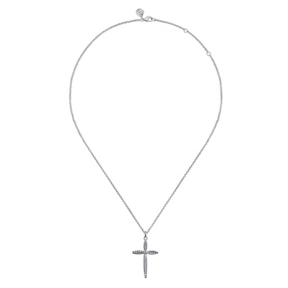 Beaded Twist Cross Necklace in Sterling Silver