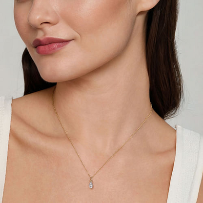 Diamond Drop Necklace in 14K Yellow Gold