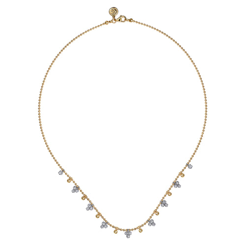 Diamond Droplet Necklace in 14K Two Tone Gold