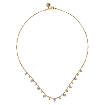 Diamond Droplet Necklace in 14K Two Tone Gold
