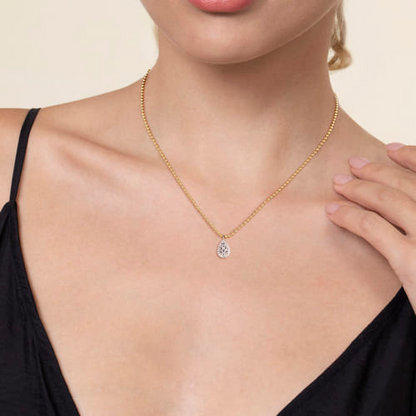 Diamond Teardrop Beaded Necklace in 14K Two Tone Gold