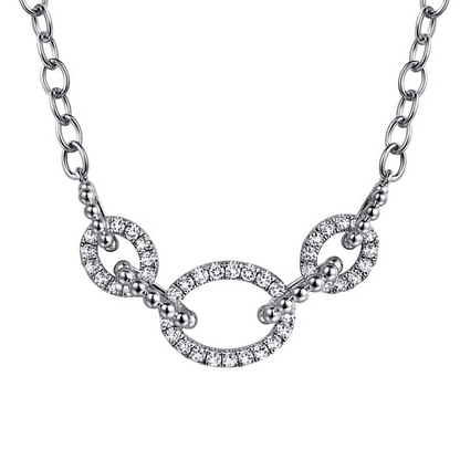 White Sapphire Link Chain Necklace in Sterling Silver