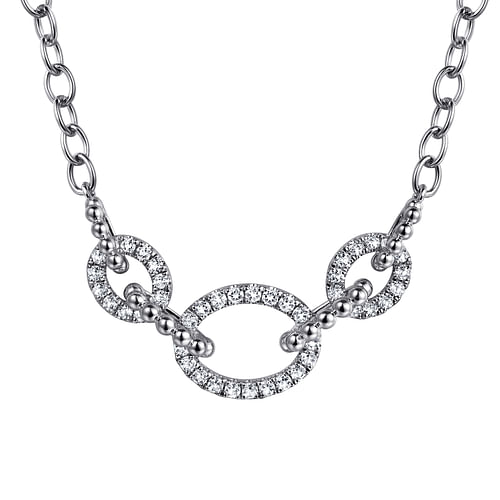 White Sapphire Link Chain Necklace in Sterling Silver