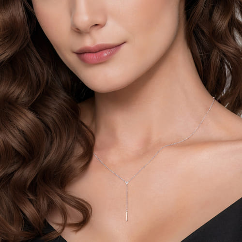 Diamond Lariat Necklace in Sterling Silver