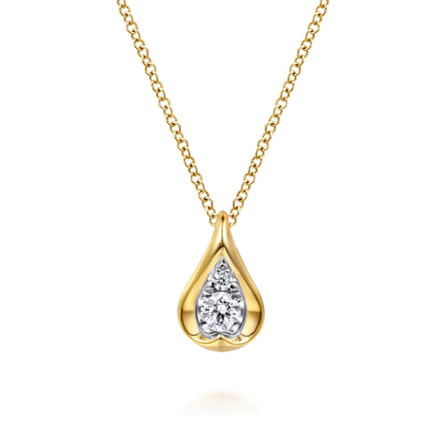Diamond Teardrop Necklace in 14K Yellow Gold