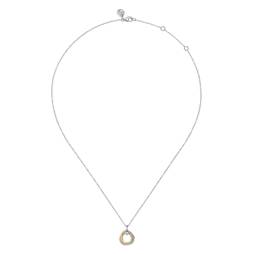 Petite Knocker Circle Necklace in Sterling Silver & 14K Yellow Gold