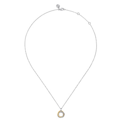 Petite Knocker Circle Necklace in Sterling Silver & 14K Yellow Gold