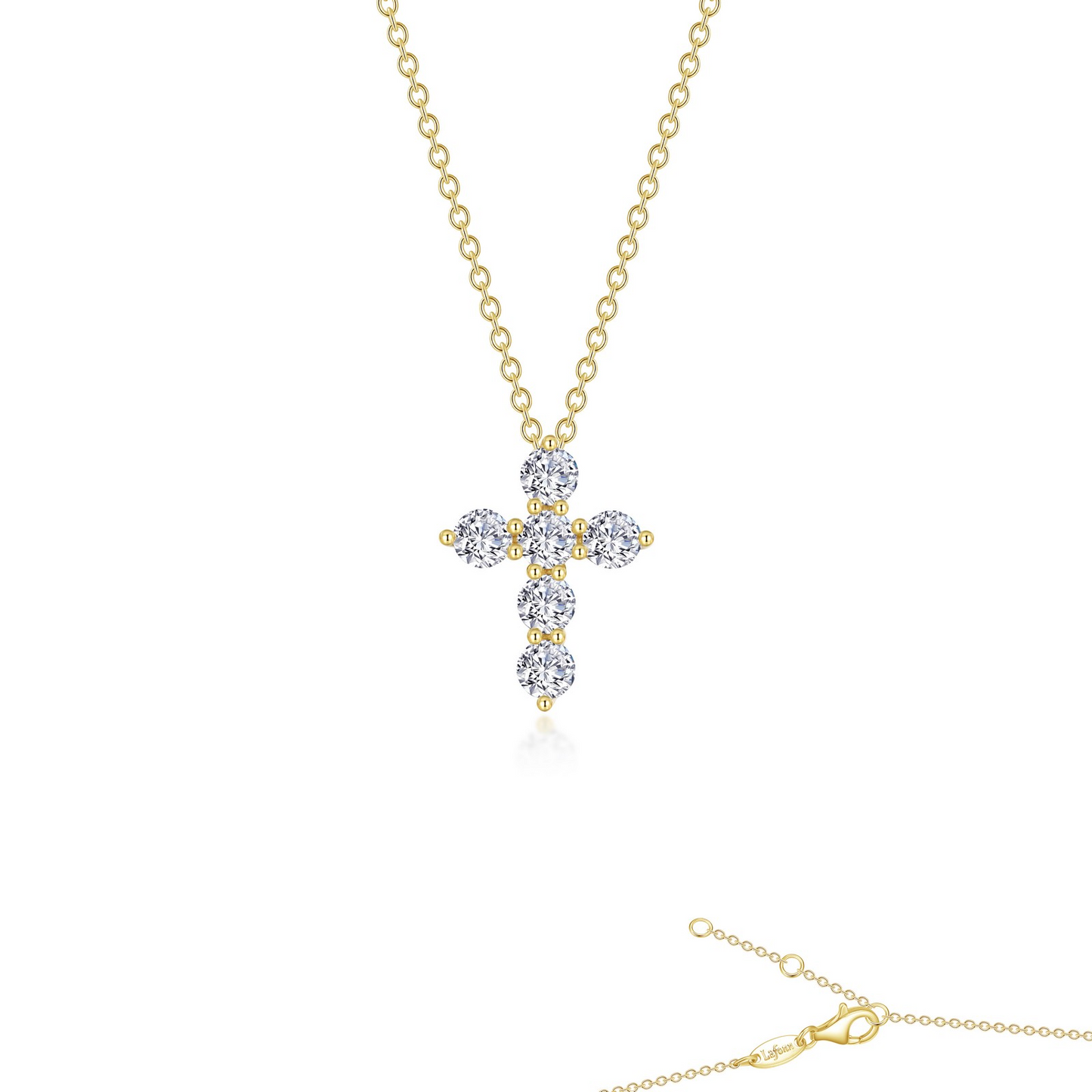 Simulated Cross Necklace in Gold Plated Sterling Silver