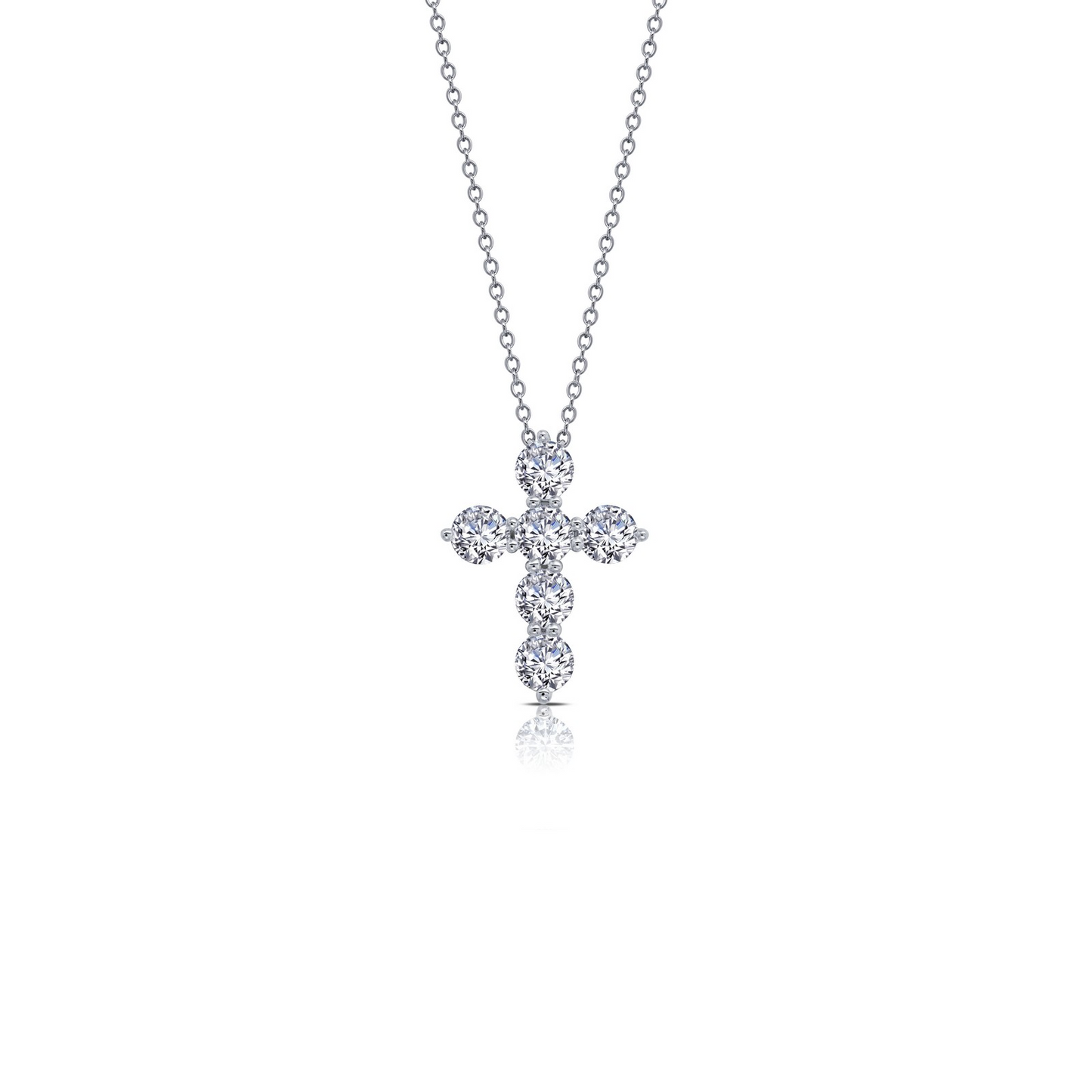 Simulated Cross Necklace in Sterling Silver