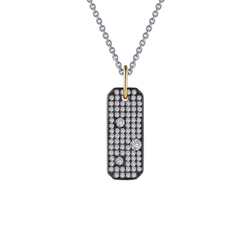 Black Rhodium Dog Tag Pendant Necklace in Sterling Silver
