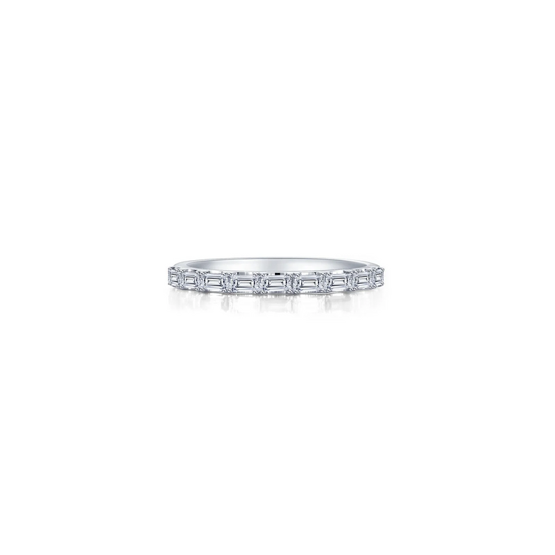 Baguette Half Eternity Band in Sterling Silver