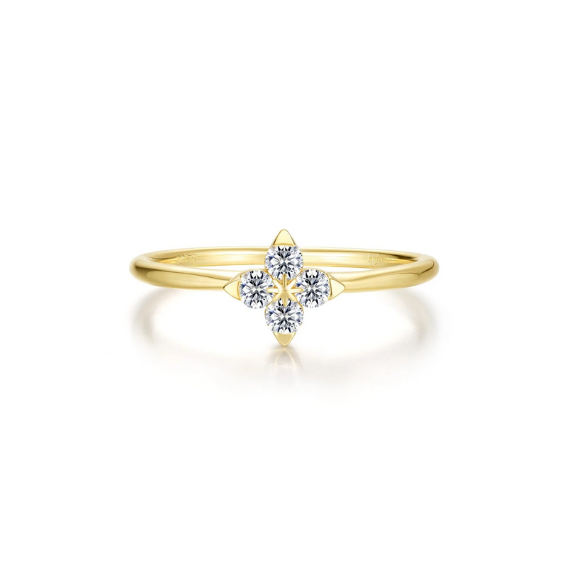 Floral Top Ring in Gold Plated Sterling Silver