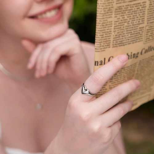 Heart Signet Ring in Sterling Silver