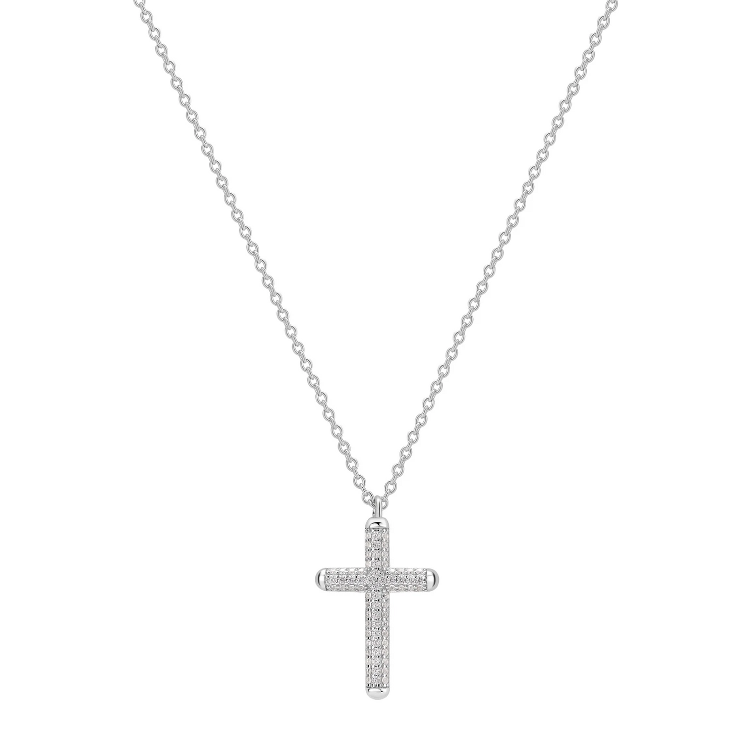 Cubic Zirconia Bianca Cross Necklace in Sterling Silver