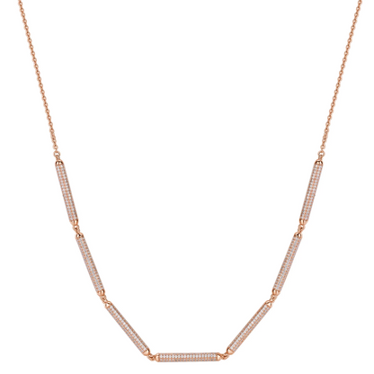 Cubic Zirconia Bianca Barrel Bib Necklace Rose Gold Plated Sterling Silver