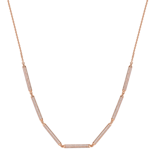 Cubic Zirconia Bianca Barrel Bib Necklace Rose Gold Plated Sterling Silver