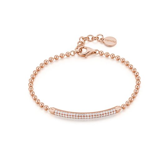 Cubic Zirconia Bianca Bar Bracelet in Rose Gold Plated Sterling Silver