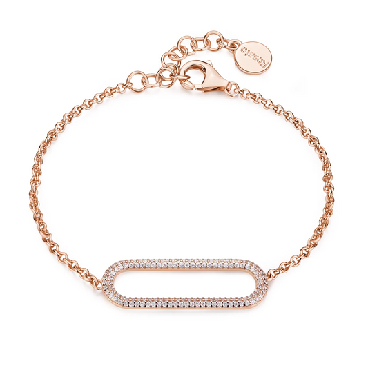 Cubic Zirconia Bianca Bar Bracelet in Rose Gold Plated Sterling Silver