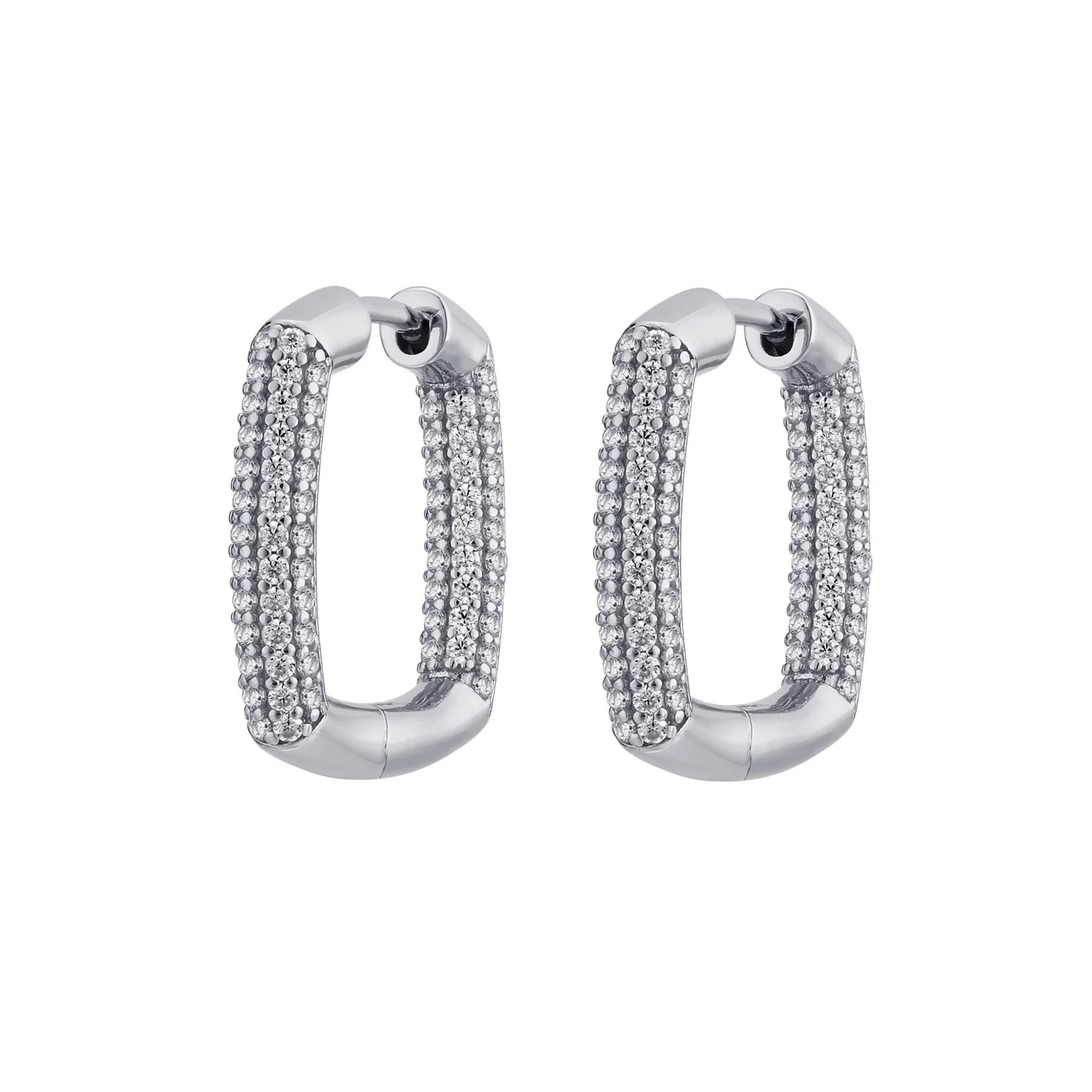 Cubic Zirconia Bianca Square Hoop Earrings in Sterling Silver