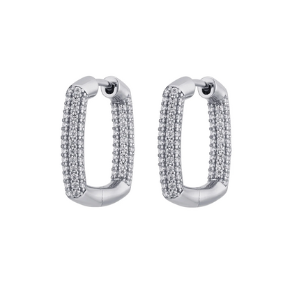 Cubic Zirconia Bianca Square Hoop Earrings in Sterling Silver