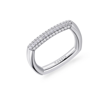 Cubic Zirconia Bianca Square Ring in Sterling Silver