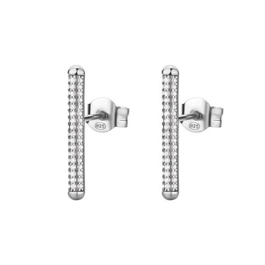 Cubic Zirconia Bianca Bar Earrings in Sterling Silver